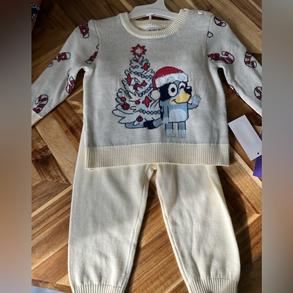 Kids Cream Pajamas with Festive Print